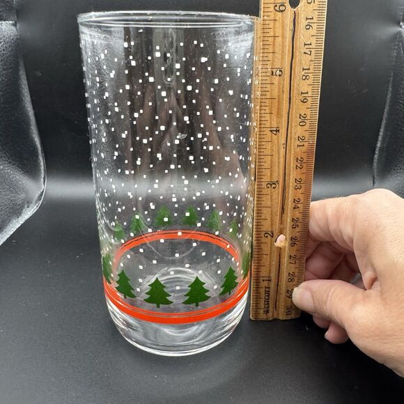 Libbey LRS61 TREES & SNOW 16oz Tumbler Glass Christmas HTF ec - Picture 8 of 12